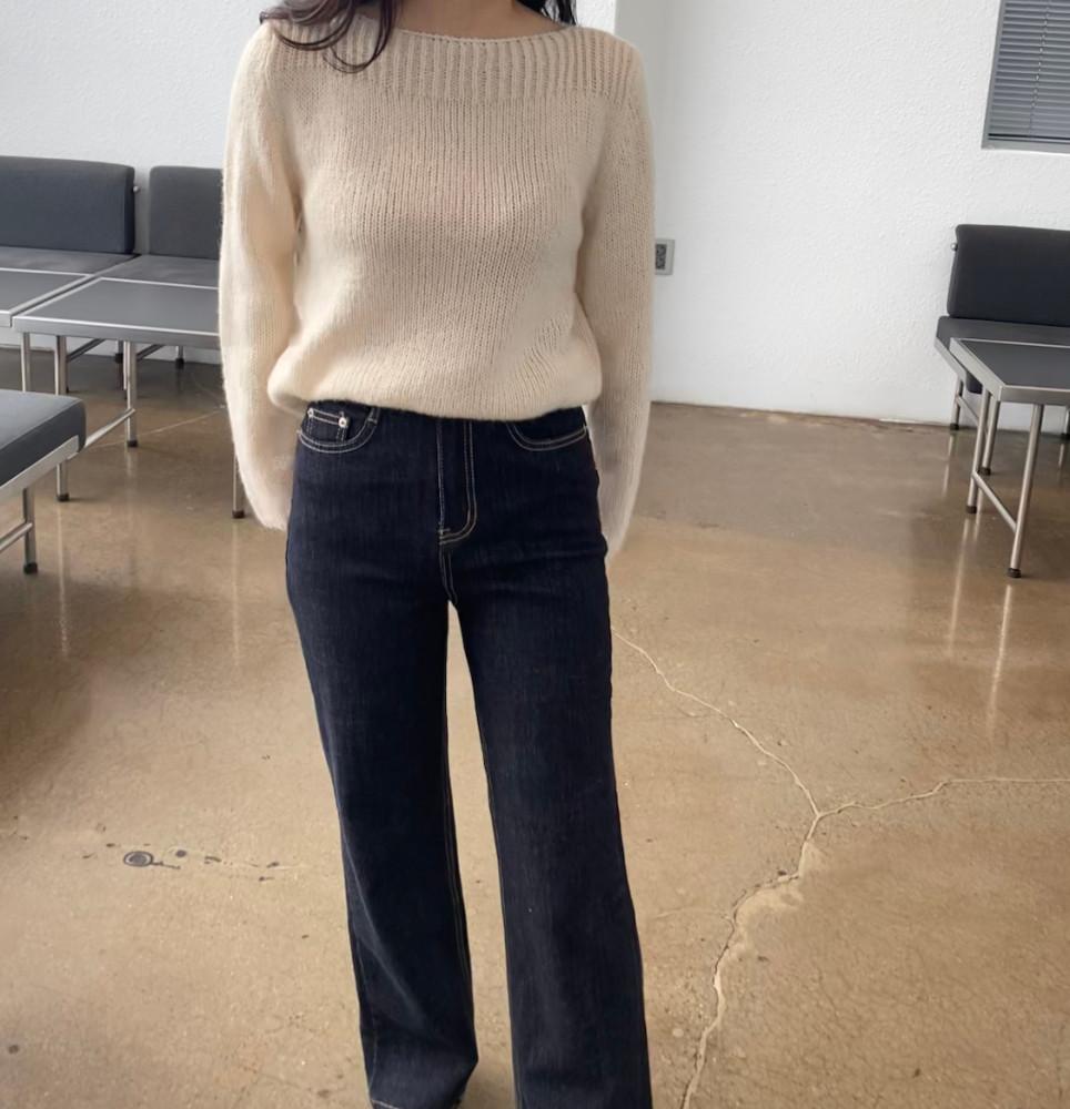 물빠짐 없는 생지 데님 스판 세미 와이드 일자 통 진청 청바지