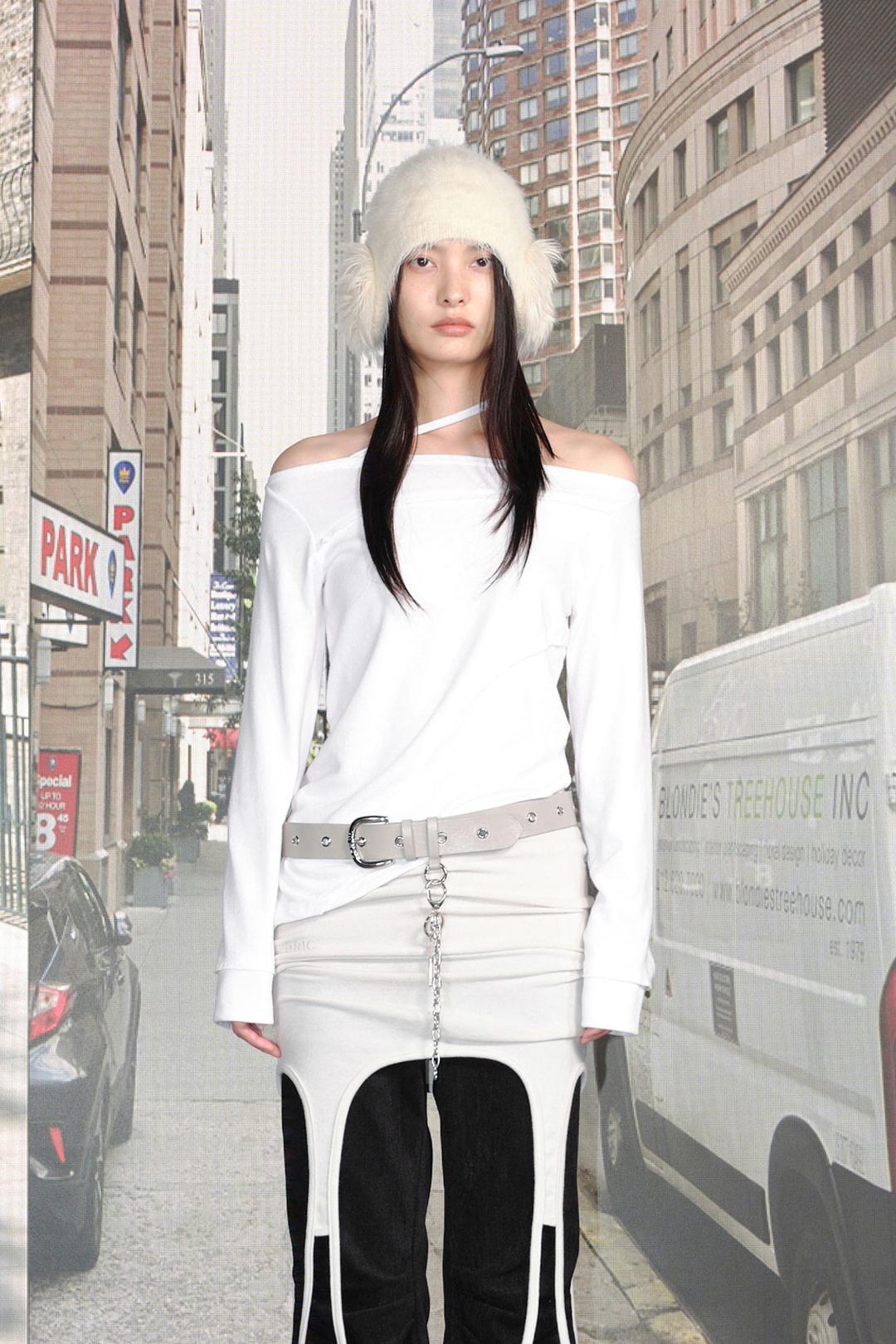 CHOKER UNBALANCED TOP / IVORY