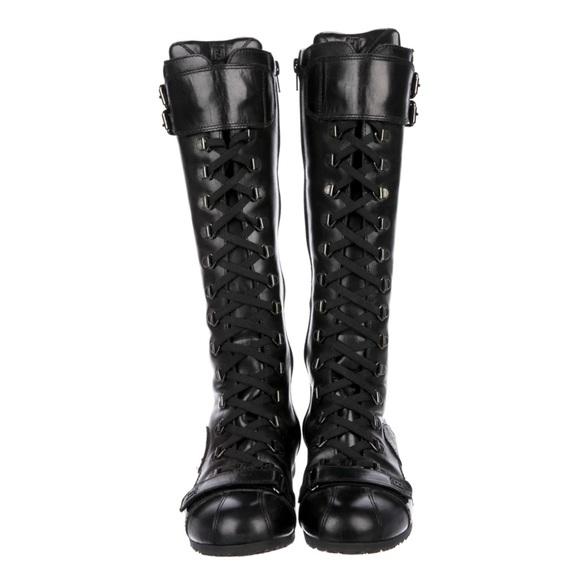 Vintage Fendi Knee High Lace Up Boots