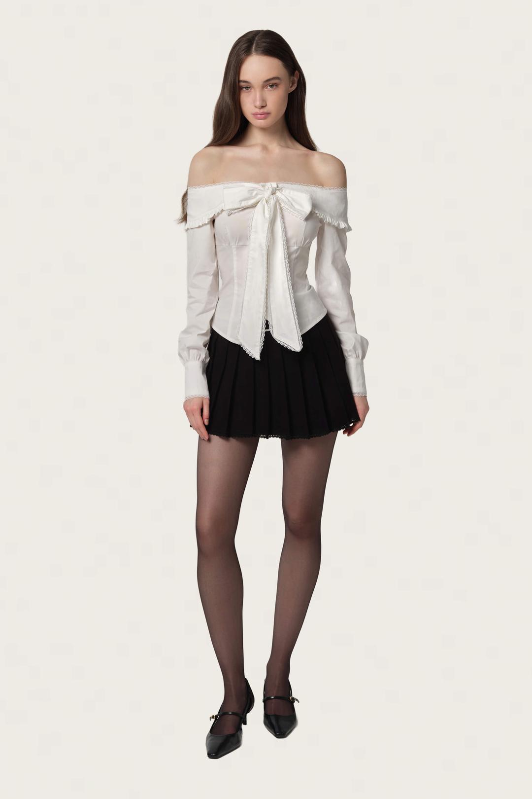 Beloved ribbon blouse, White