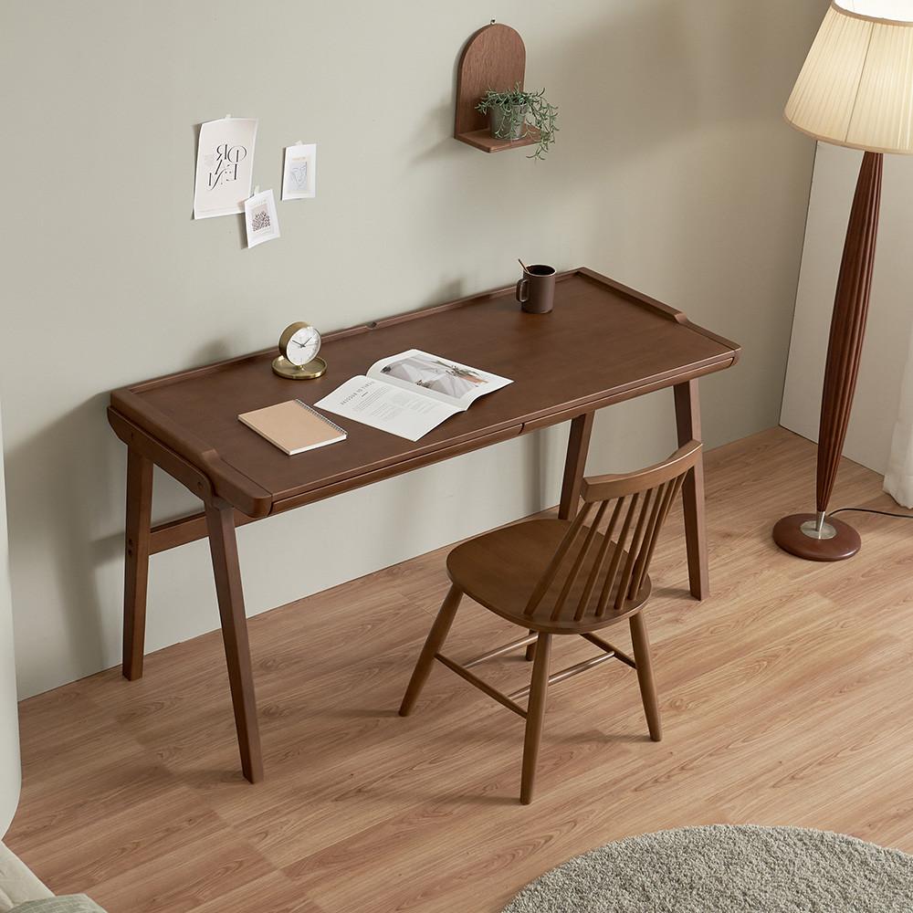 오크빌 웨이브 원목책상 월넛 수납 컴퓨터책상 1200 1500 800