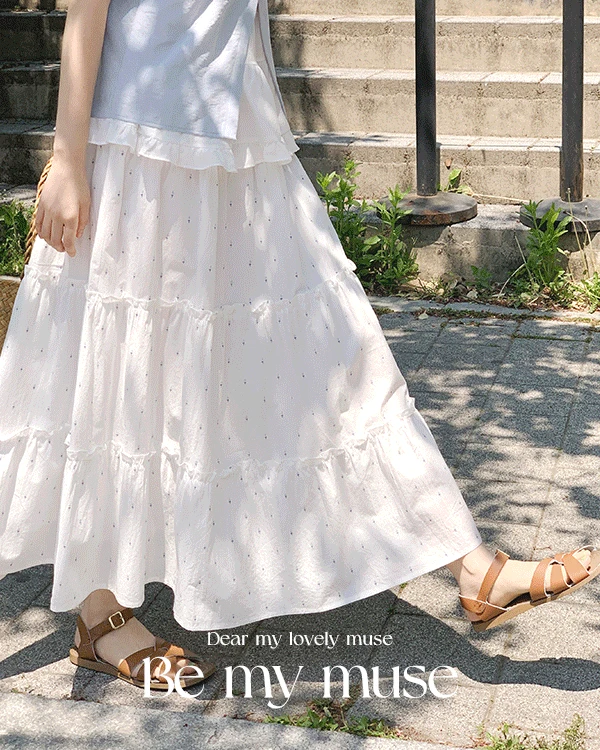 [MADE]올리브 가든 여름 4단 캉캉 롱스커트