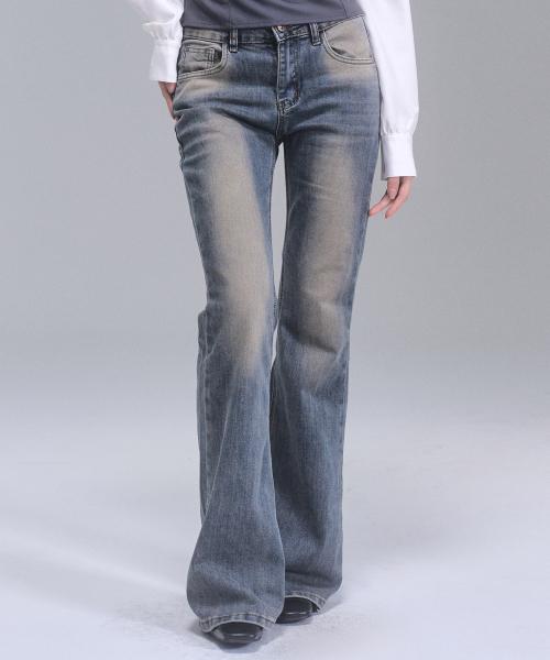 메이 워싱 부츠컷 데님 팬츠 [BLUE]