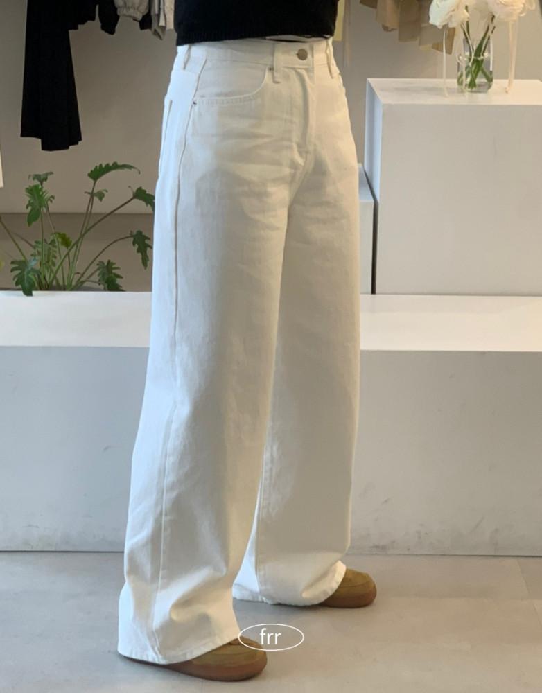 롱 와이드 일자 화이트코튼팬츠 : 프롬라니
