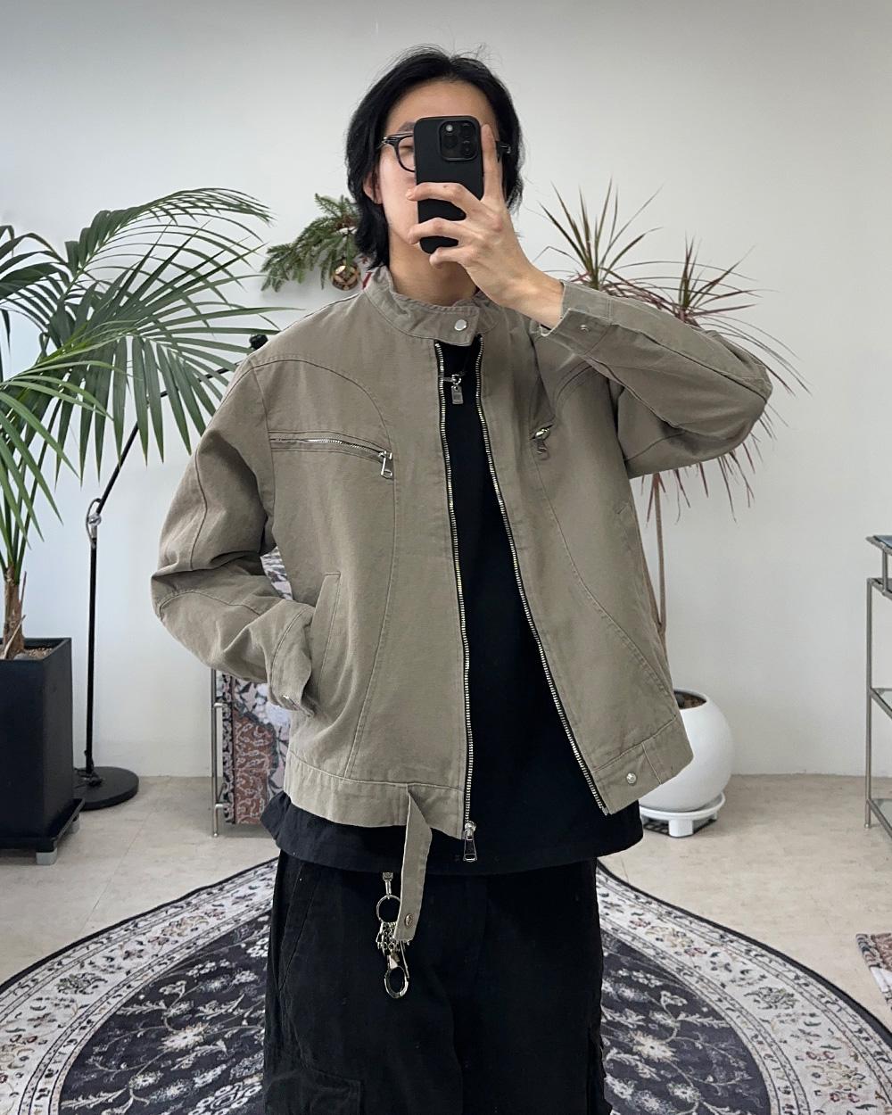 사티즈 루스 워시드 바이커자켓