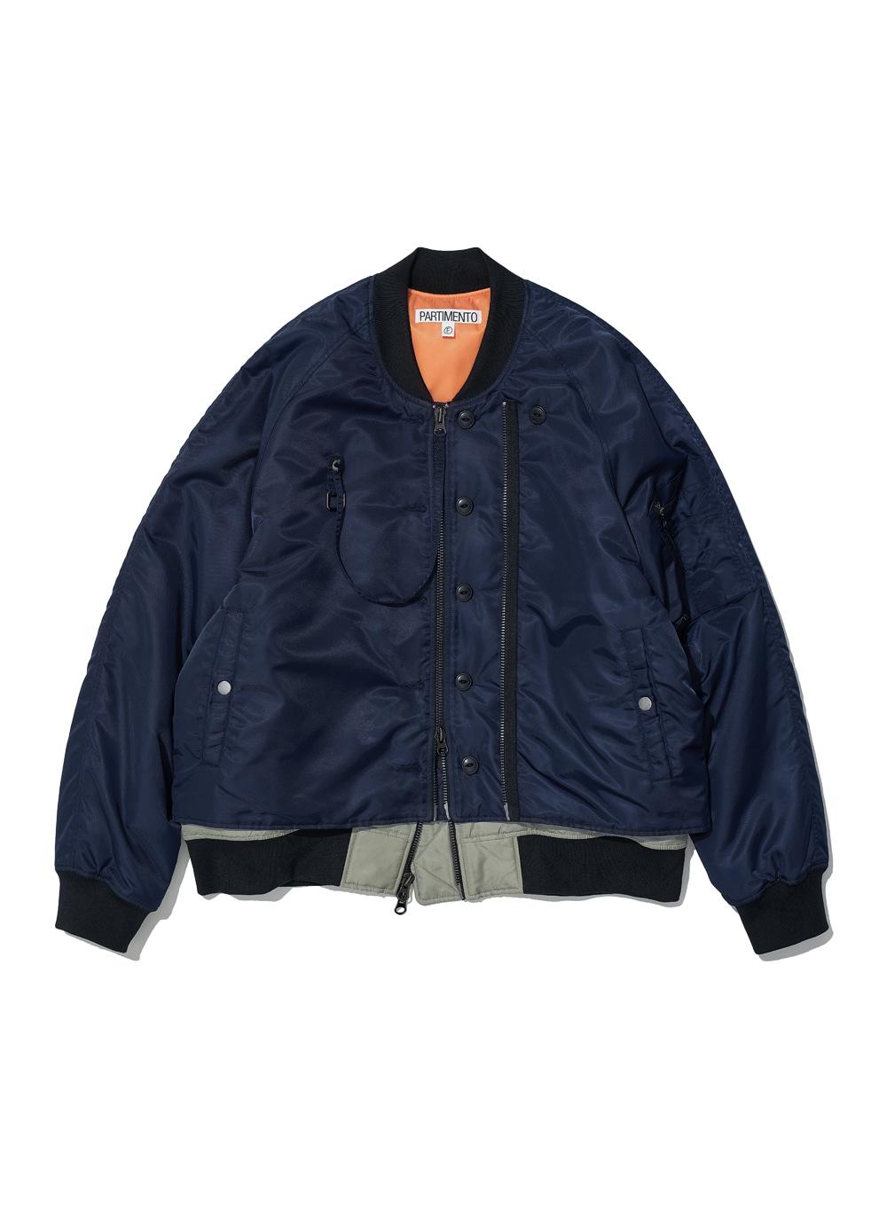 [WOMEN] DETACHABLE LAYERED MA-1 BOMBER JACKET_NAVY