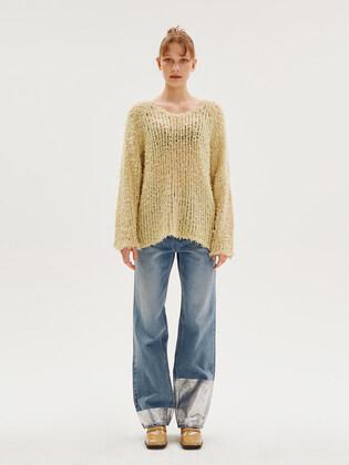 [단독]Handle v-line knit [Yellow]