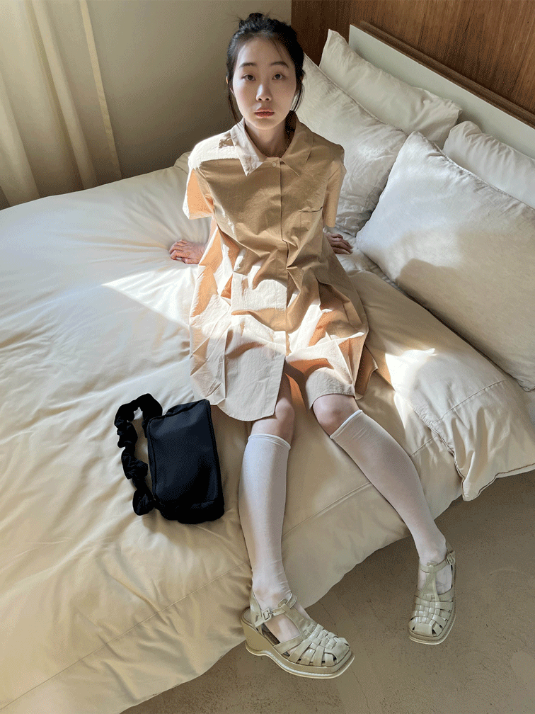 beige pleats shirts op