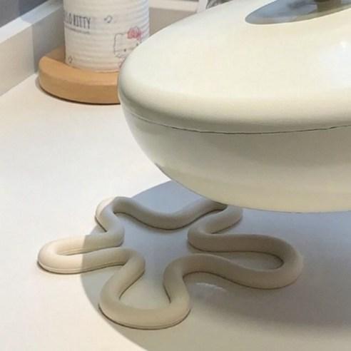 굿어라운드 플라워 실리콘 냄비 받침, 크림, 1개