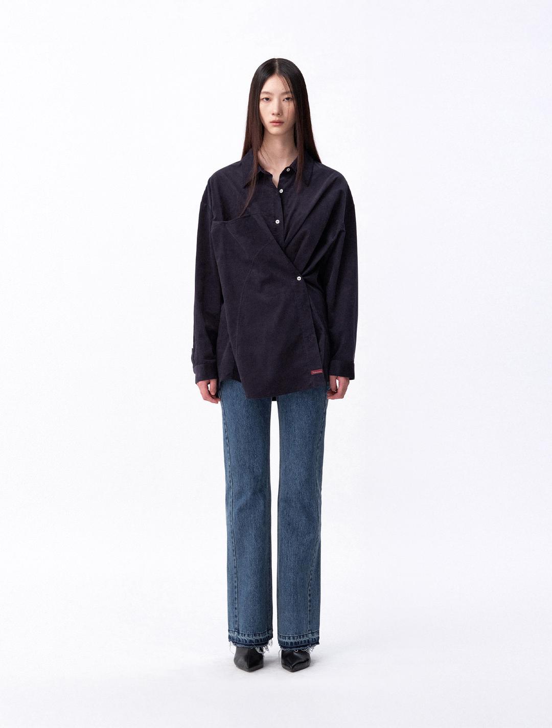 코듀로이 랩 셔츠 (네이비)