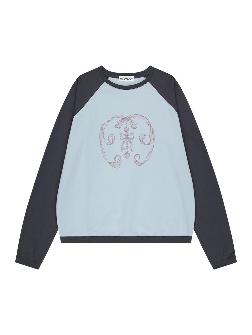 RIBBON GRAPHIC LONG SLEEVES [BABY BLUE]
