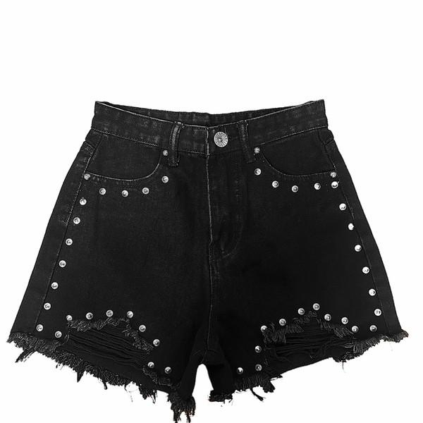 CONE STUD BODY LINE DENIM HOT PANTS