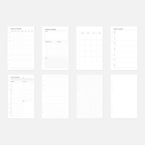 [A6] 6공다이어리 백색 속지 모눈 라인 무지 먼슬리 위클리 데일리