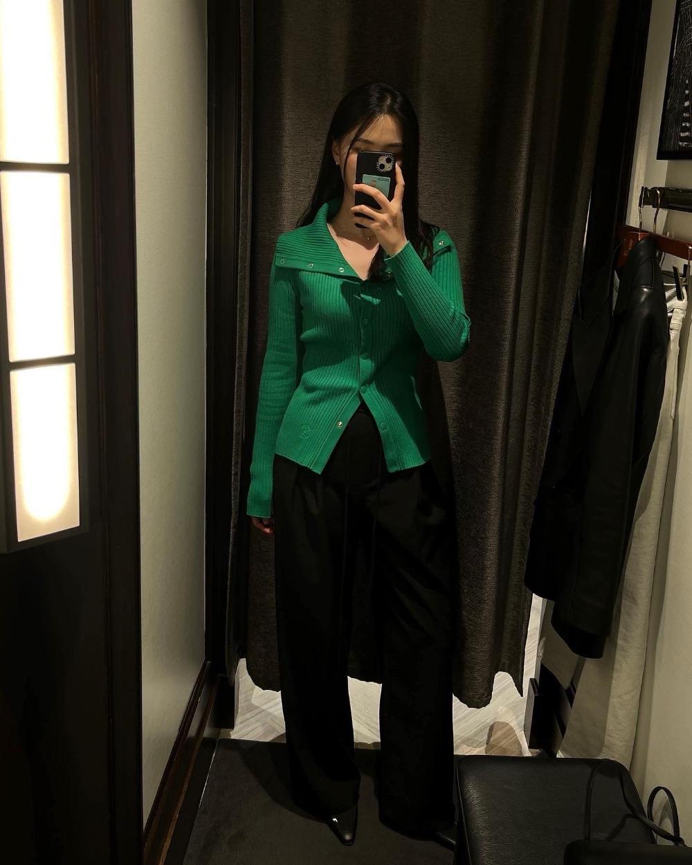 골지 버튼 가디건