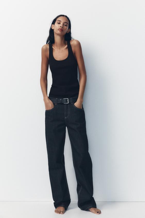 JEANS TRF WIDE LEG 미드라이즈