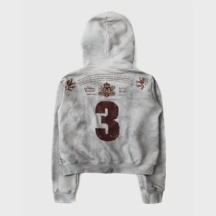 w-hde25-072 로열 클래식 디스트레스드 후드 집업 - 화이트