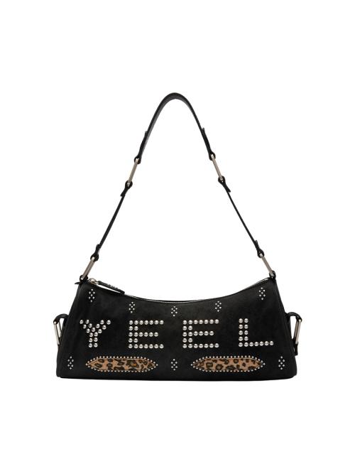 YEEL STUDDED SHOULDER BAG BLACK