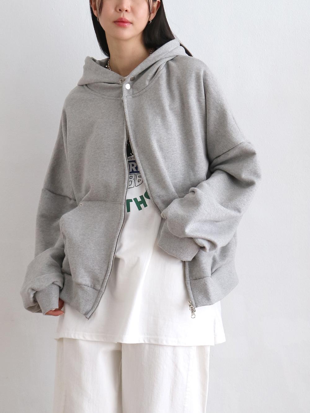 덴트 리벳 오버핏 후드 집업