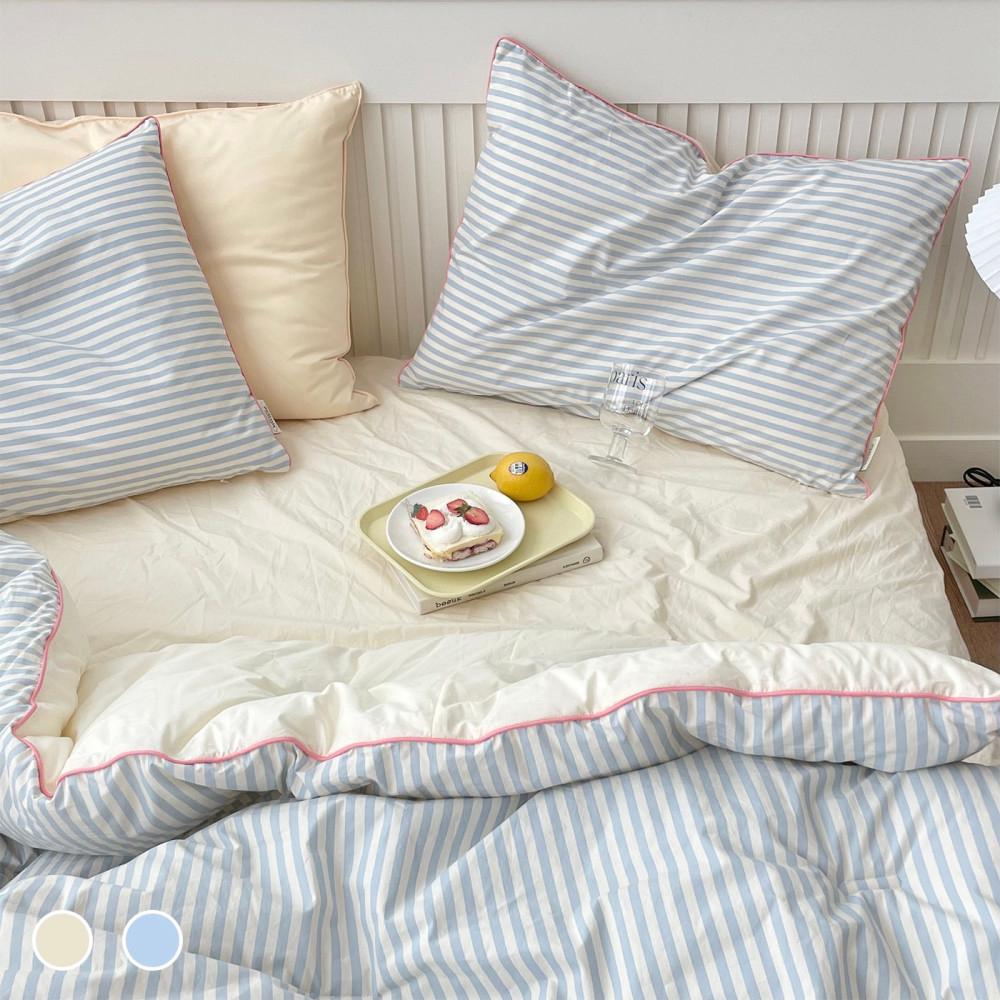 비비 스트라이프 이불 사계절 알러지케어 먼지없는 60수 순면 차렵 호텔 침구 패드 라지킹 싱글