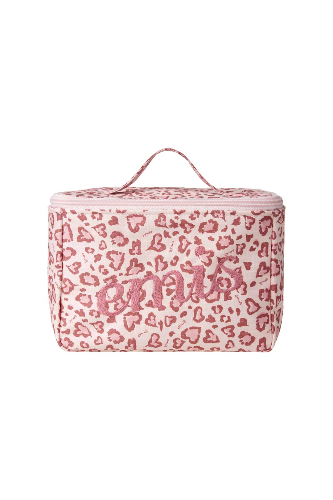 LOGO LEOPARD COSMETIC BAG-PINK