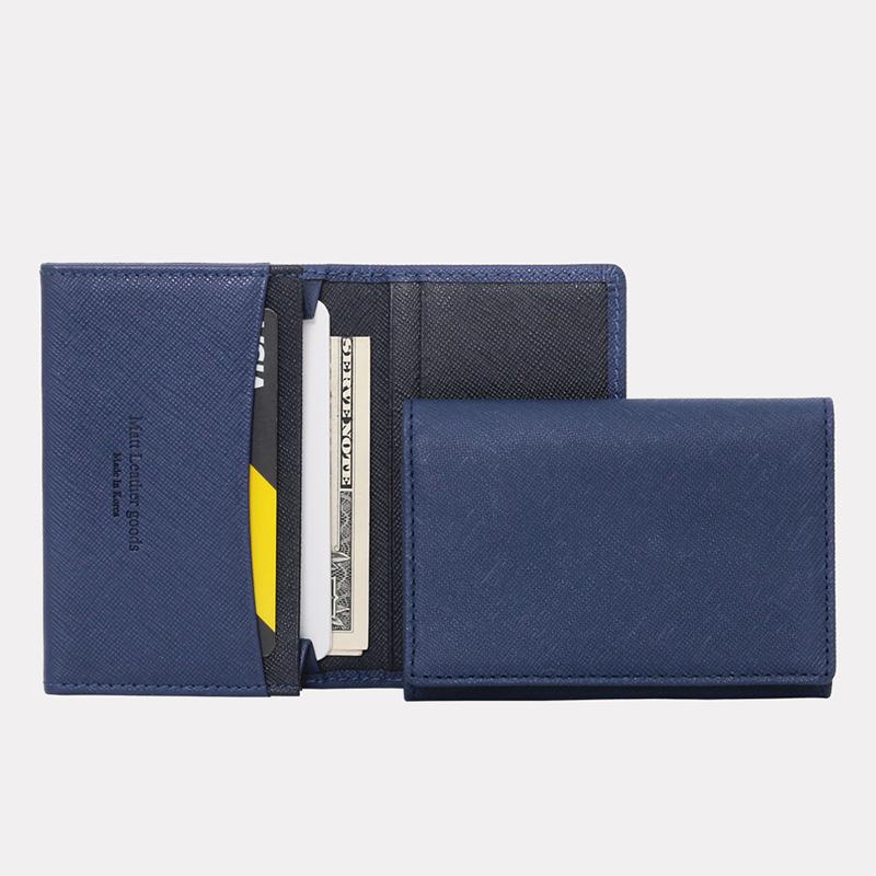 마뜨 사피아노 소가죽 슬림 명함지갑(스틸블루+다크네이비)w35022