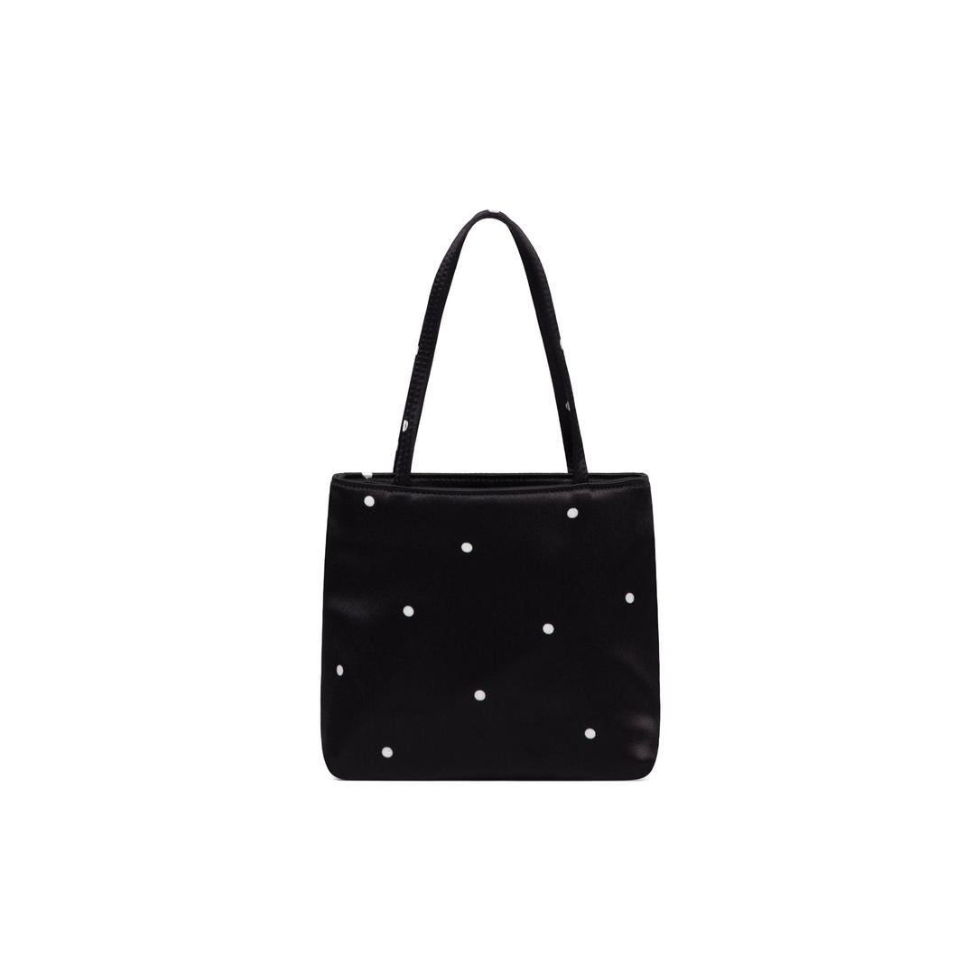 Little Silk Bag in Black and White Polka Dots