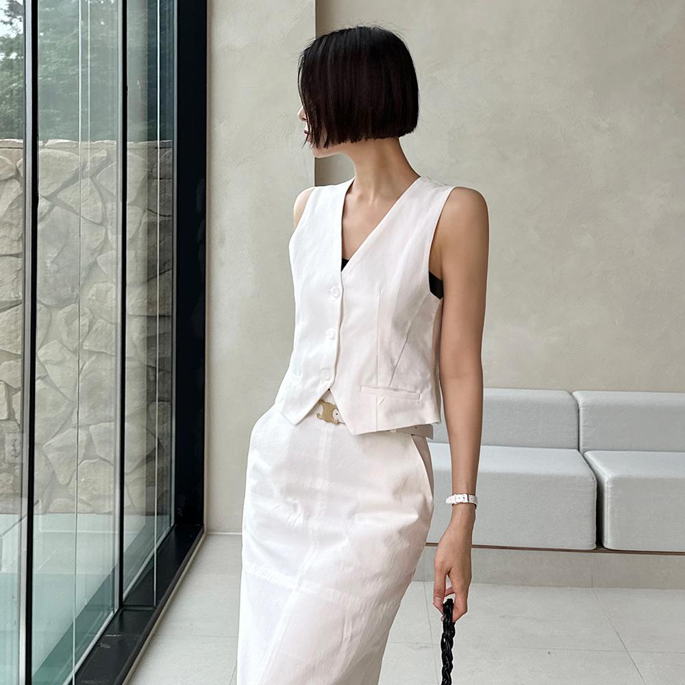 브이넥 모던 베스트 JK760 *ivory[스커트와 셋업 구매시 5% 할인] [고객요청재입고]