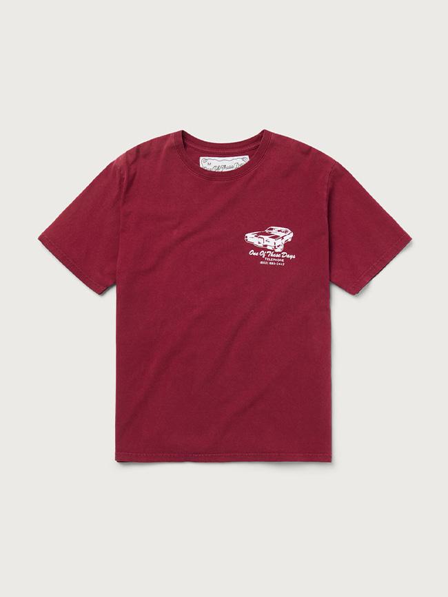 원오브디즈데이즈_ TIRE SERVICE T-SHIRT [WASHED BURGUNDY]