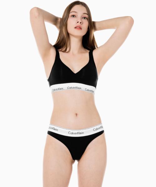 여성 아이콘 코튼 모달 스쿱백 브라렛+팬티 세트_블랙