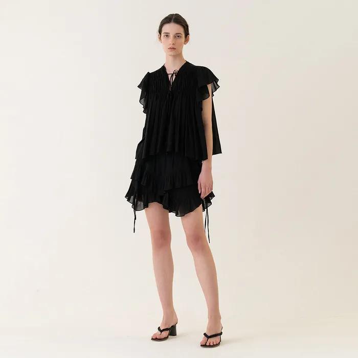Ruffle Trimming Shorts Black
