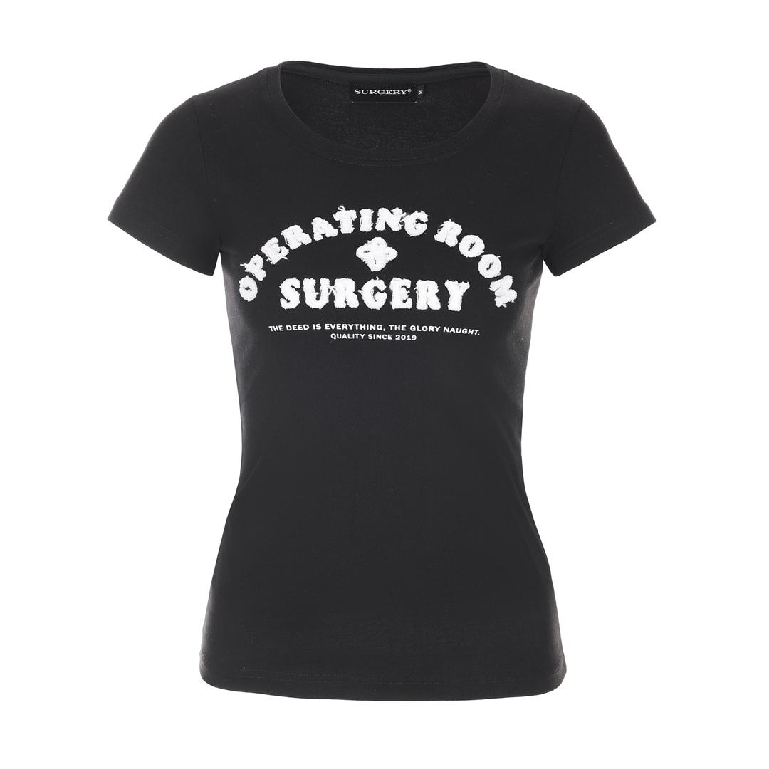 surgery slim fit patch women t-shirt 'black'