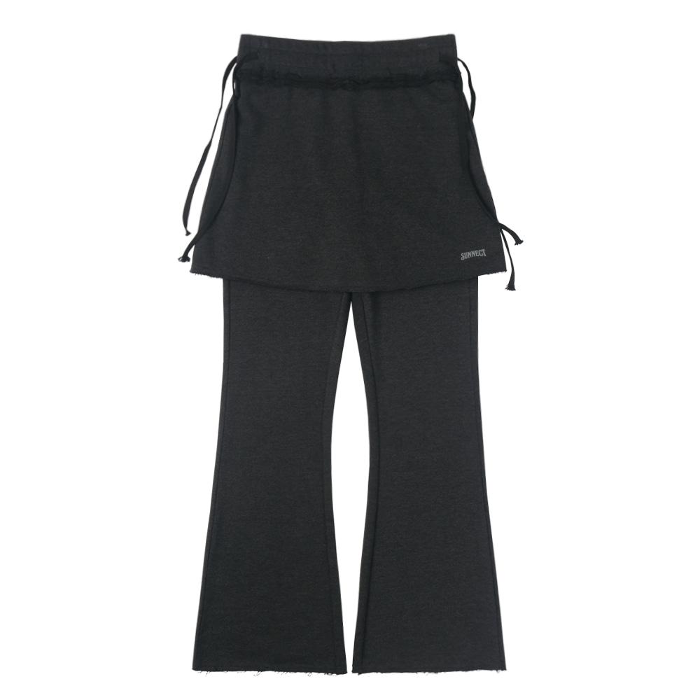 Skirt-Layered Sweatpant - Charcoal