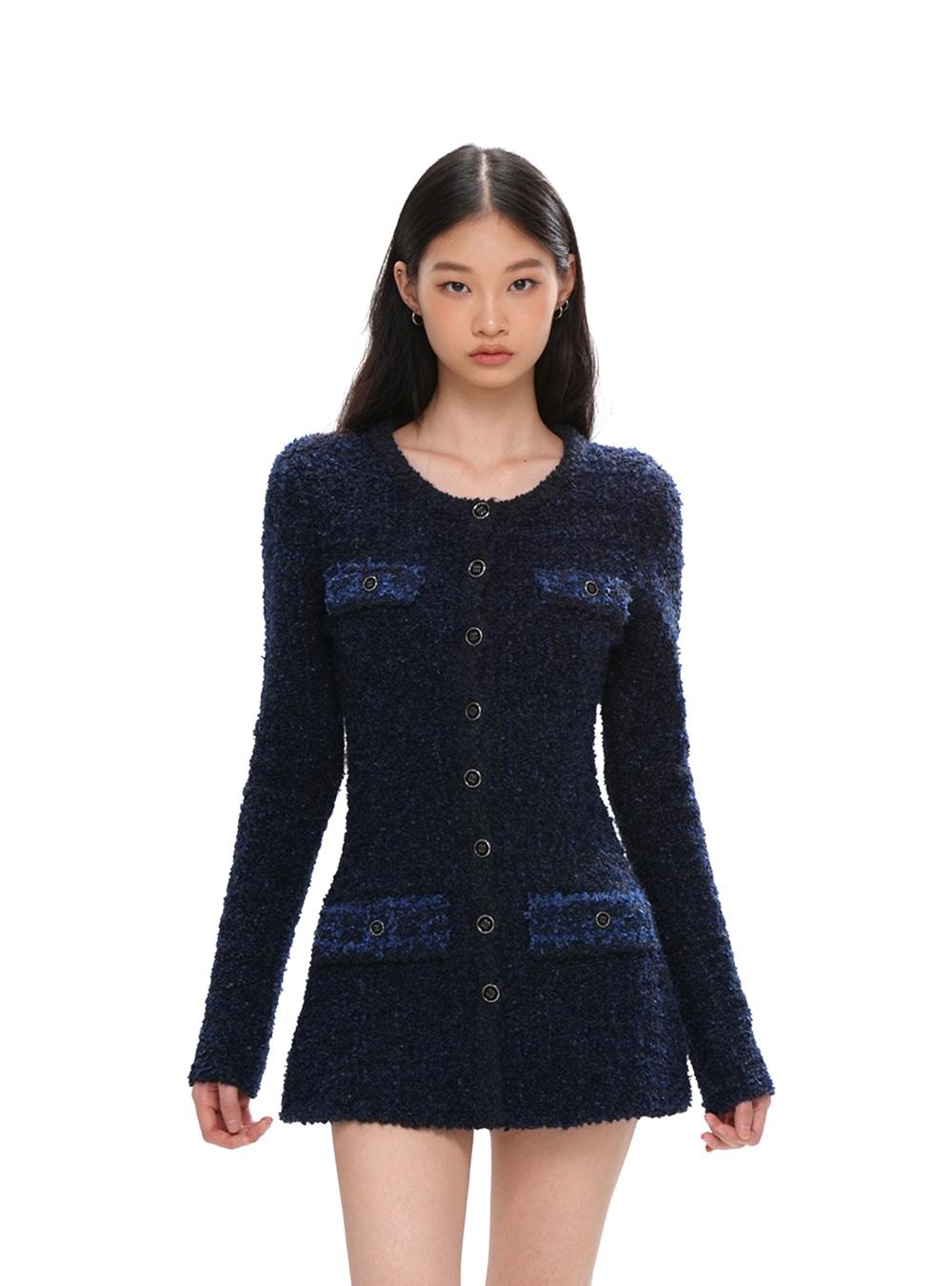 Tweed-Style Knit Mini Dress (2color)