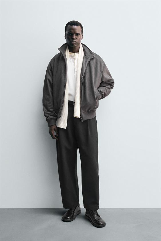 페이크 스웨이드 패딩 점퍼