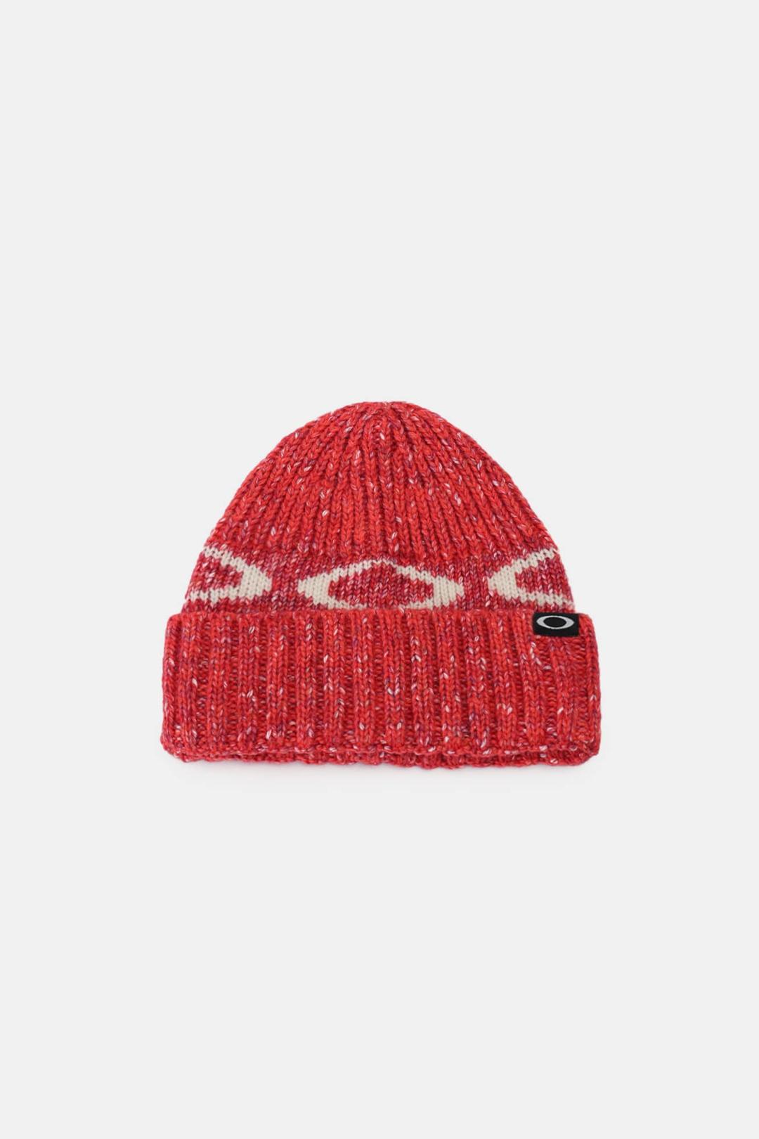 (25FW) W. ELLIPSE RIBBED BEANIE HIBISCUS RED