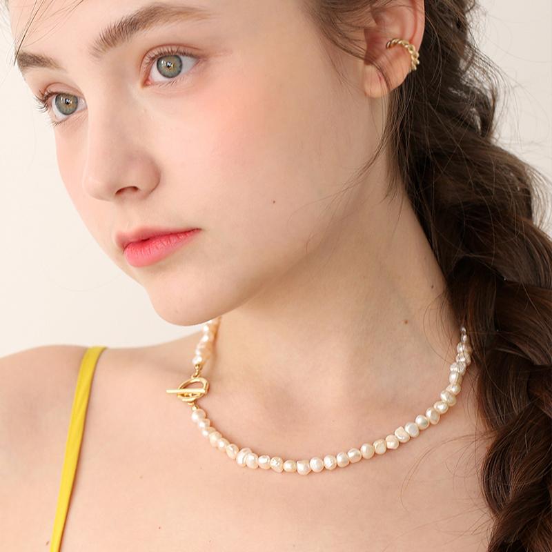 천연 담수 진주목걸이 M