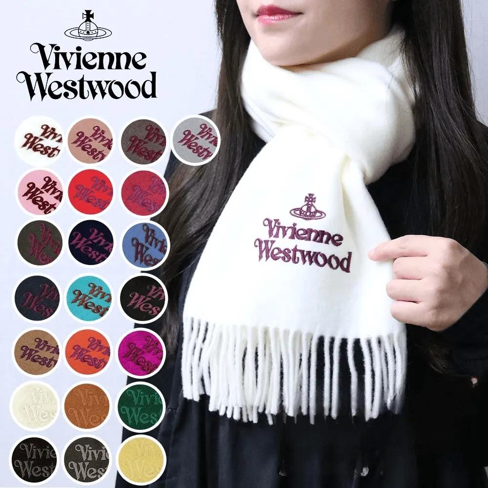 비비안웨스트우드 남녀 공용 로고 자수 울 머플러 스톨 목도리 스카프 W00Q7