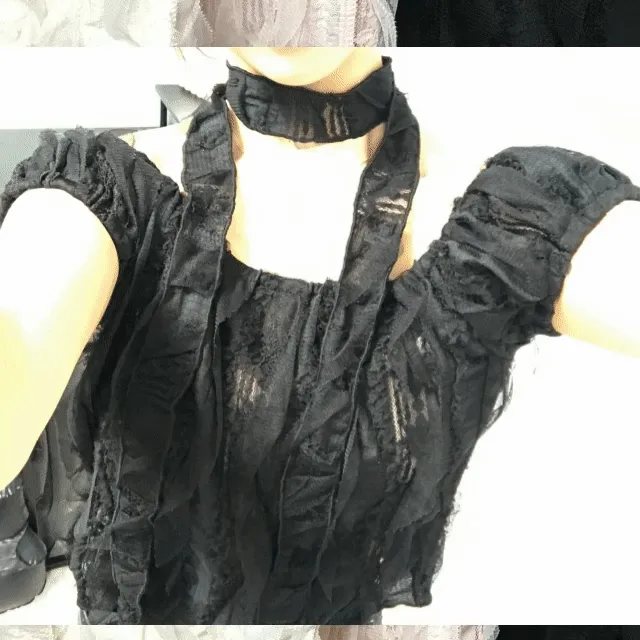 [여름신상/최저가] 레이스 블라우스 스카프세트 머플러세트 3color