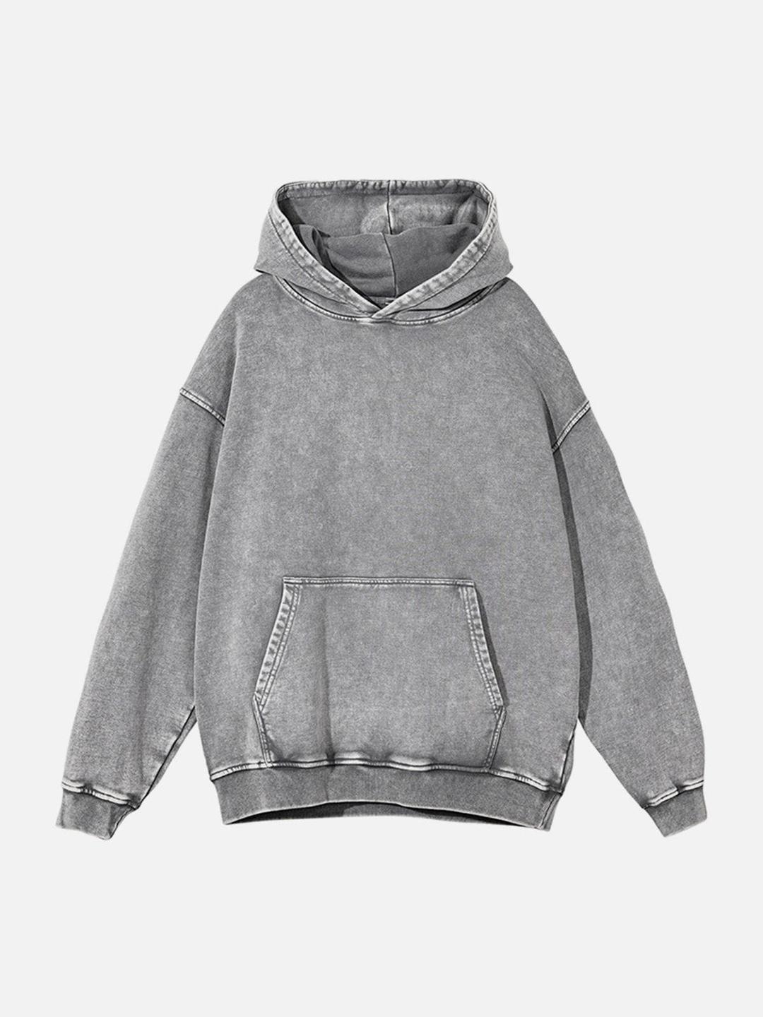 TALISHKO™ - Vintage Wash Distressed Solid Hoodie - LightGray / S