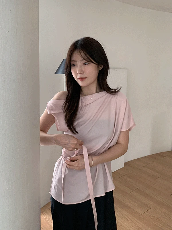 [MADE]  플레르 언발 타이 블라우스 bl (3color)