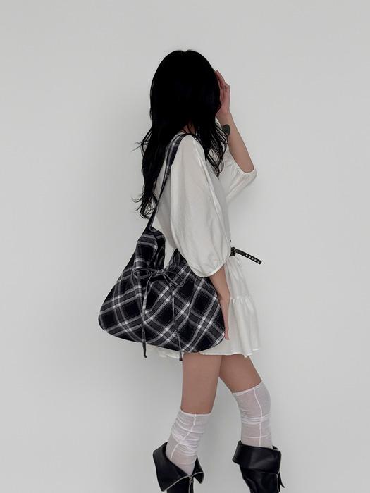 Cozy Check Eco Shoulder Bag _ BLACK