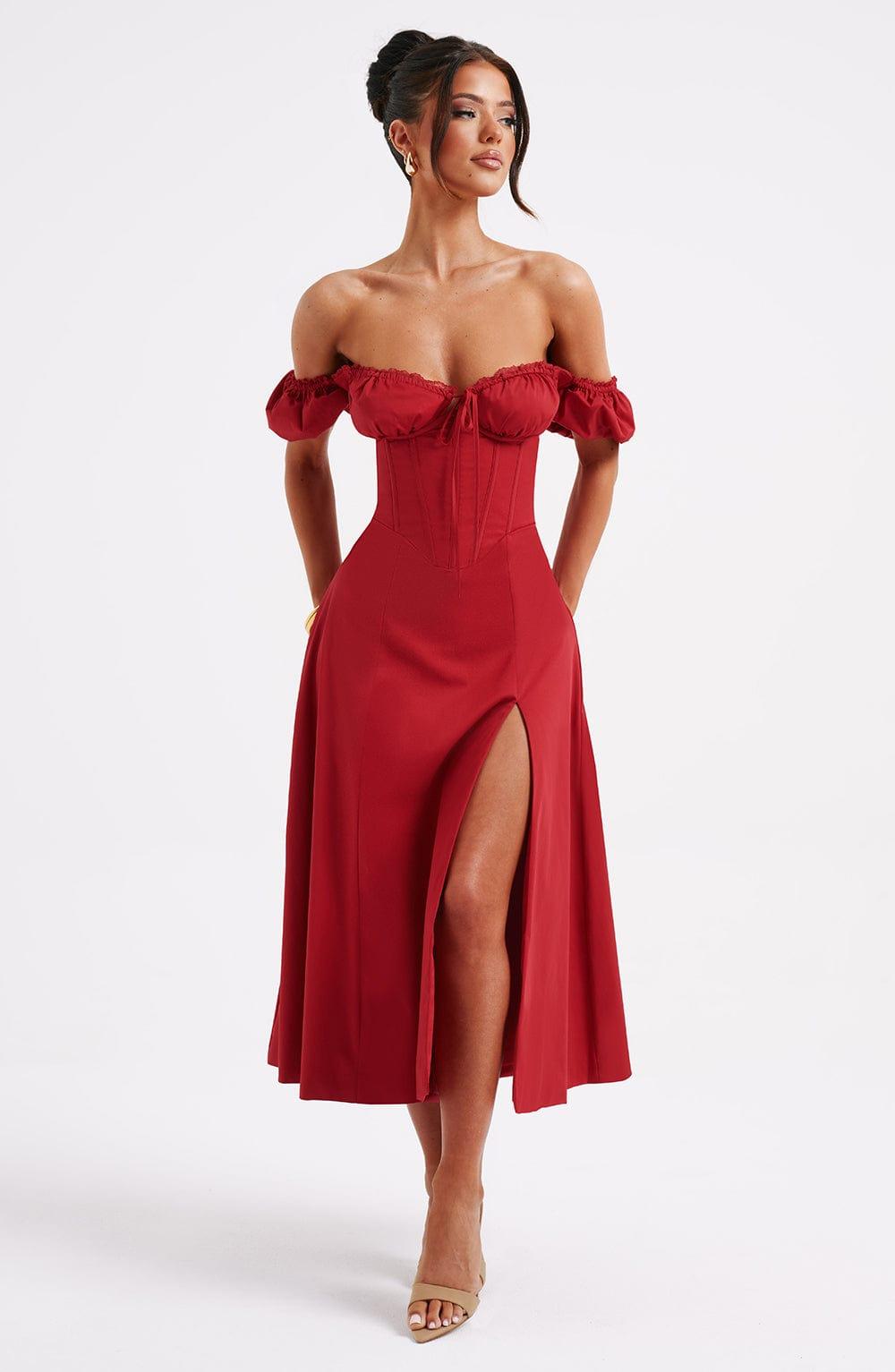 Courtney Midi Dress - Red - XS