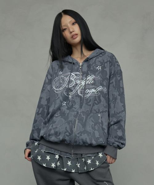BA CAMOUFLAGE HOOD ZIP-UP_GREY CAMO