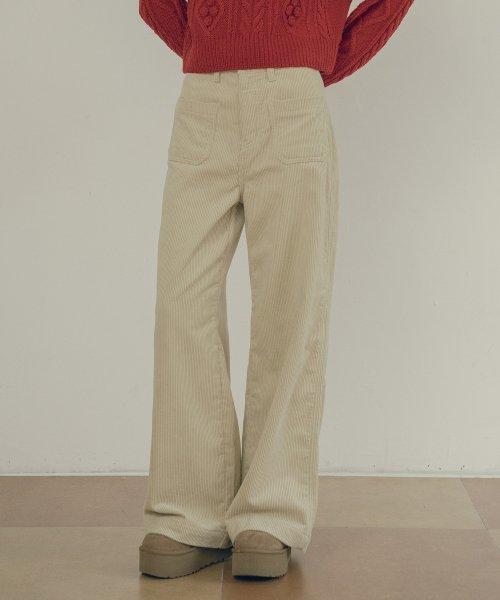 P3177 Corduroy straight pants_Cream