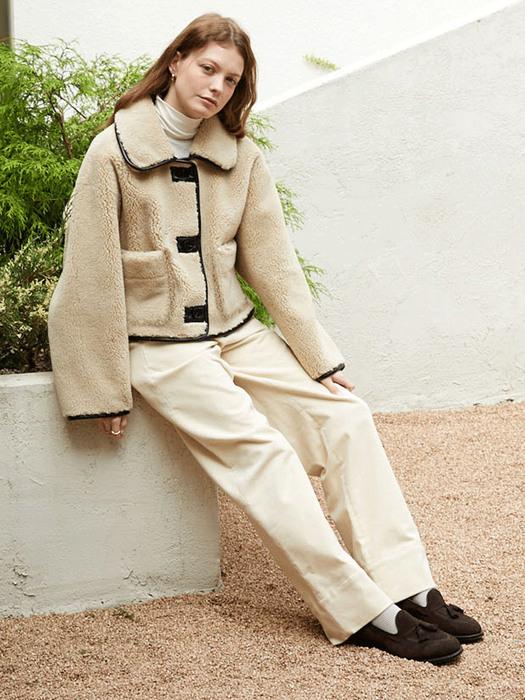 Eco 싱글 무스탕 자켓_아이보리