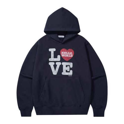 헬로 월드 LOVE 후드티_네이비
