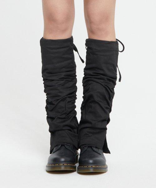 셔링 슬릿 레그 워머_블랙