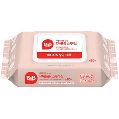 비앤비 자몽식초를 담은 유아용품 소독티슈 캡형 60매 (12팩)