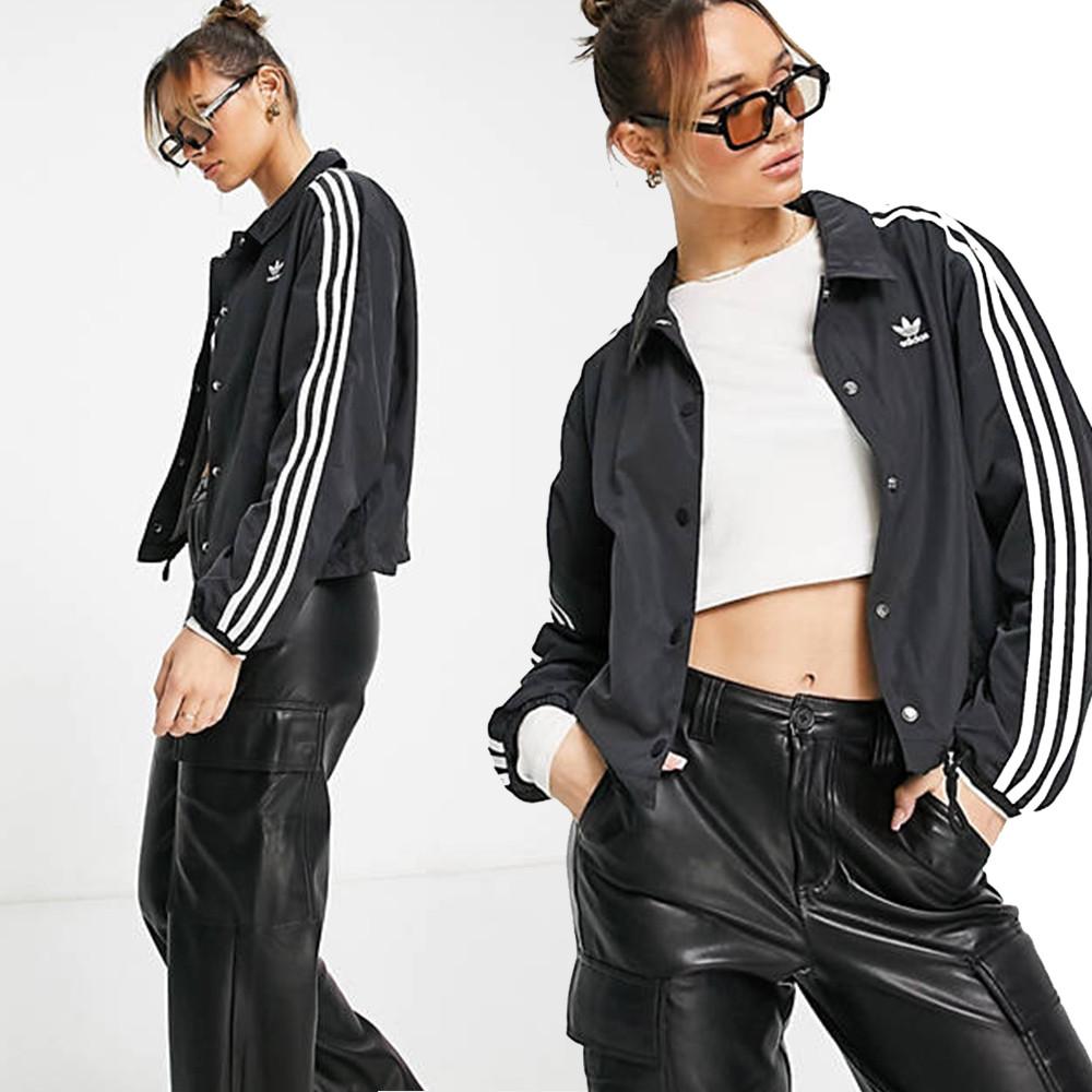 아디다스 오리지날 스트라이프 코치 자켓 블랙