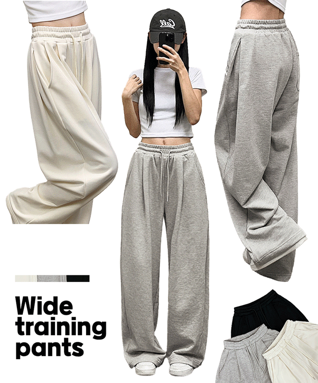 피크온 모델소장🐰🖤 [숏/롱] 제트 핀턱 폴딩 롱 와이드 트레이닝 밴딩 팬츠 키작녀/키큰녀/일자/빅사이즈/사계절